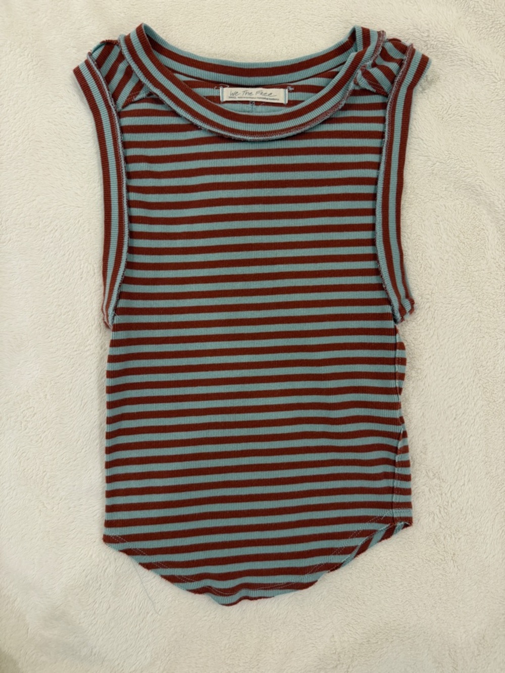 Free people Striped Ribbed Tank in Brownishre & Blue